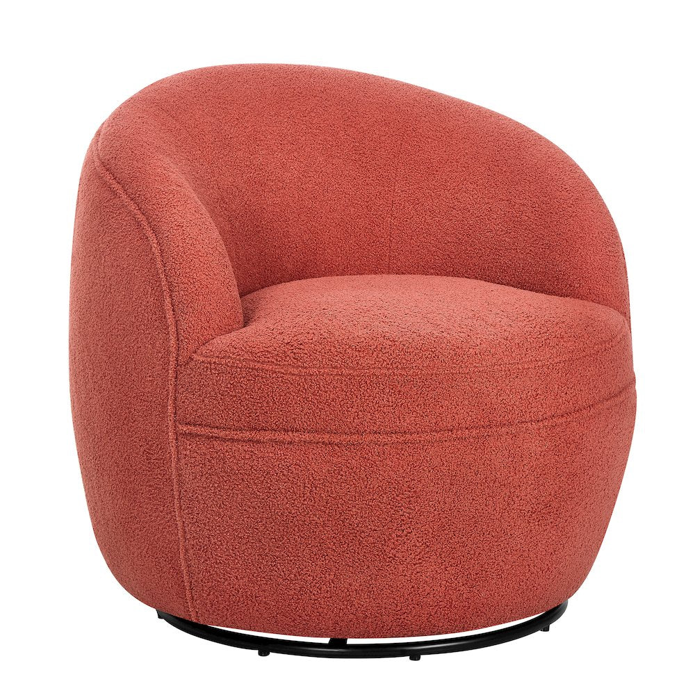 Galleria 360 Swivel Teddy Sherpa Barrel Chair, Coral