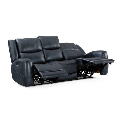 Cozura Leather Power Recling Sofa and Loveseat, Chesapeake Blue