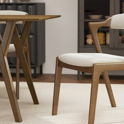 Modern 7-Piece Dining Set, Walnut Finished Dining Table with 6 Brown Chairs