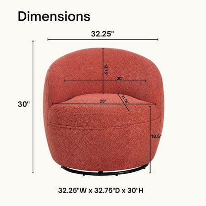 Galleria 360 Swivel Teddy Sherpa Barrel Chair, Coral