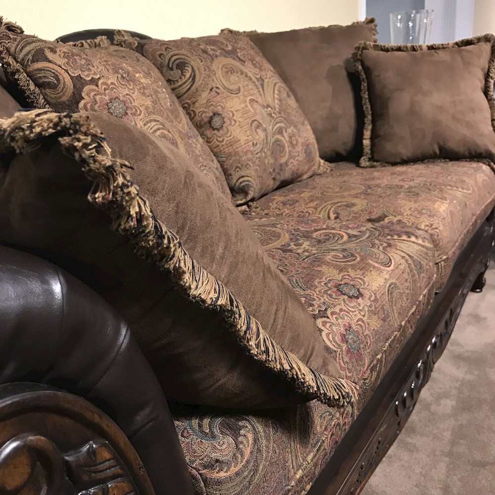 San Marino 2-Tone Chocolate Microfiber Sofa, Made in USA