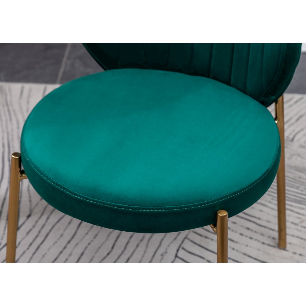 Amoa Contemporary 3-Pc Dining Set, White Round Dining Table and 2 Chairs, Green