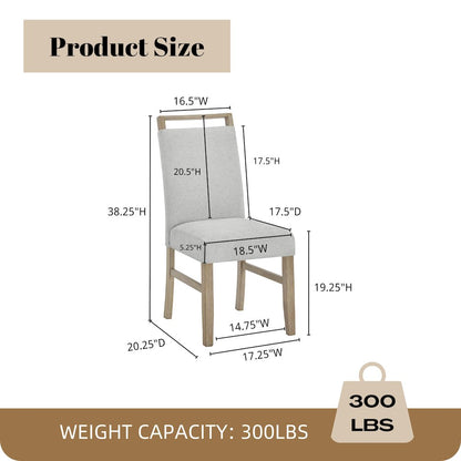 ZelalleUpholstered Dining Chairs,Light Gray Fabric with Rubberwood Legs,Set of 2