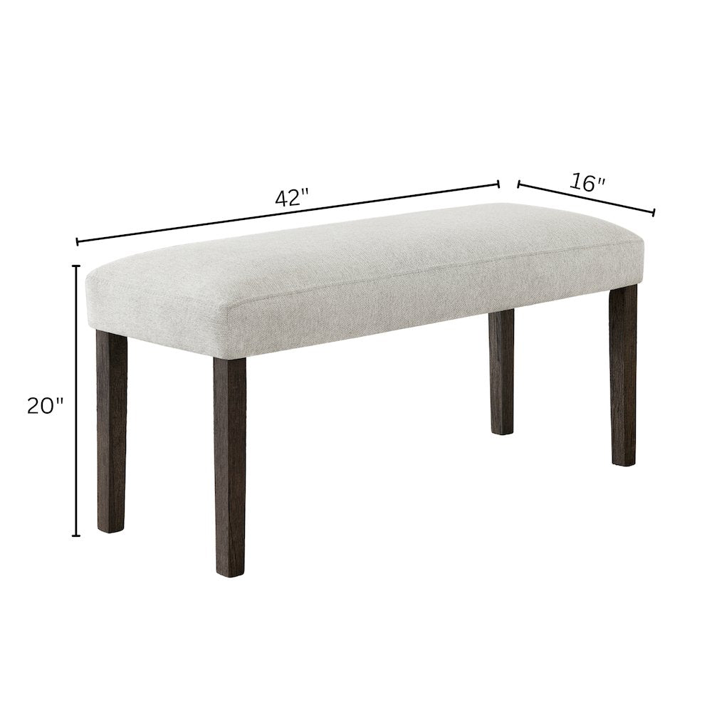 Sorlen Contemporary Upholstered Dining Bench, Gray
