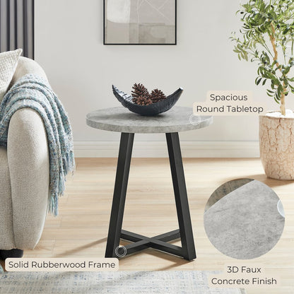 Modern Harmony Wood Round End Table, Gray