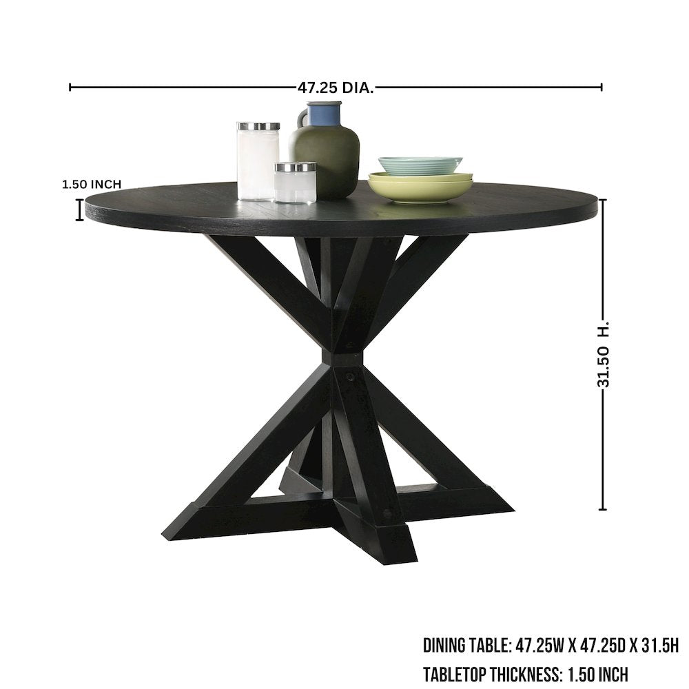 Walton 5-Piece Round Dining Set, Cross-Buck Table
