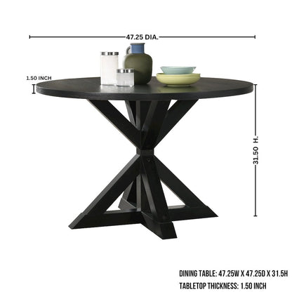 Walton 5-Piece Round Dining Set, Cross-Buck Table