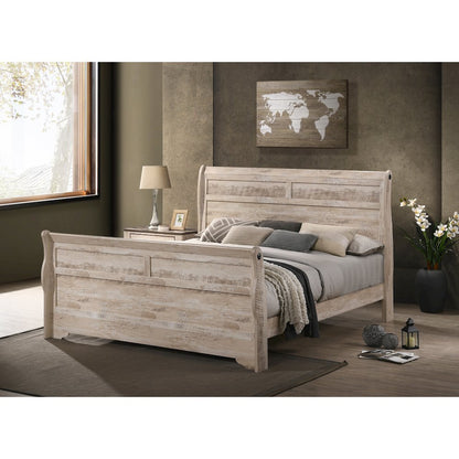 Imerland Contemporary White Wash Finish 6PC Bedroom Set with Queen Sleigh Bed