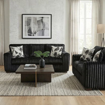 Nolan 2-Piece Living Room Set, Sofa and Loveseat, Lush Black