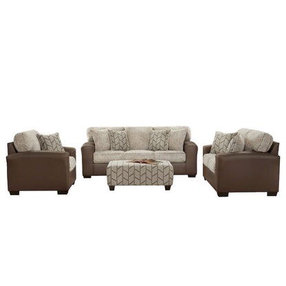 Marvella 4-Piece Living Room Set, Chocolate Faux Leather