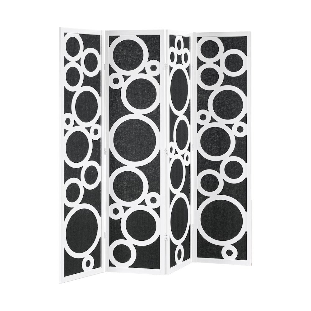 4-Panel Room Divider, Decorative Folding Freestanding Privacy Screen, White