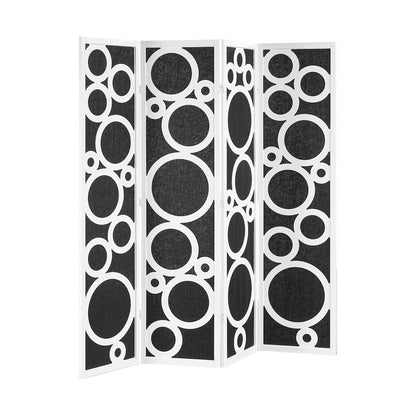 4-Panel Room Divider, Decorative Folding Freestanding Privacy Screen, White