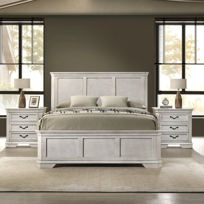 Maderne Wood Panel Bed with Dresser, Mirror, Two Nightstands, King