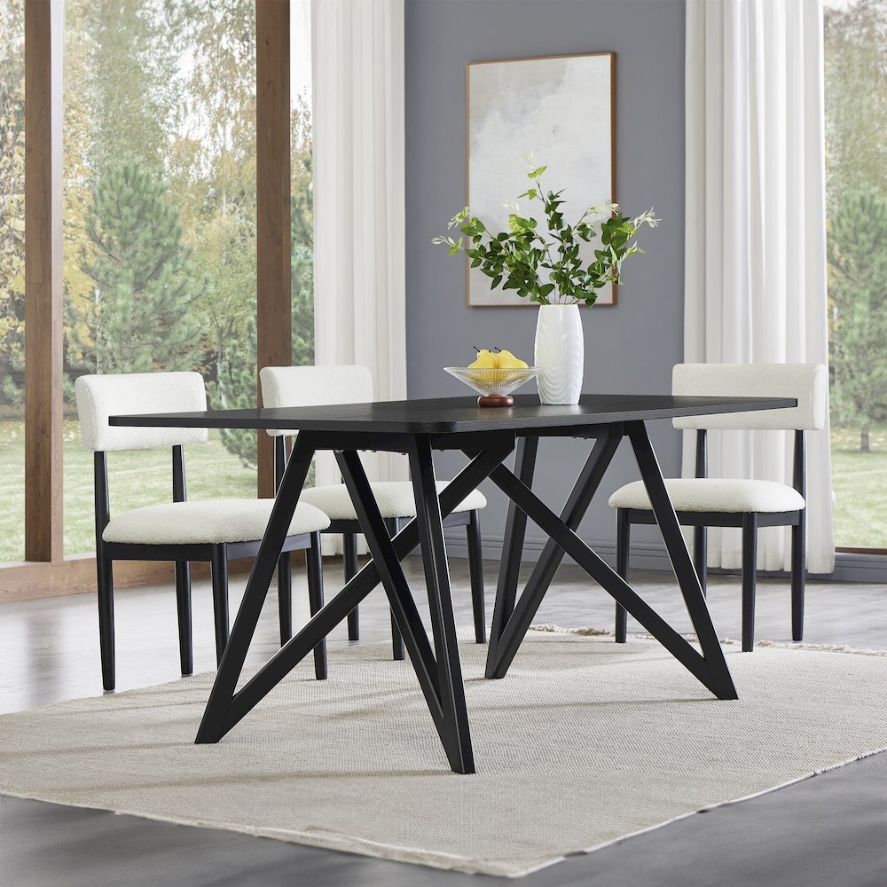 Axler 70-in Length Dining Table, Tripod-Cross Leg, Black