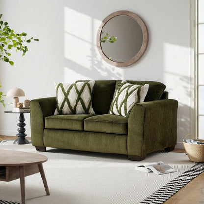 Marvella Living Room Sofa and Loveseat Set, Chenille Upholstery, Accent Pillows