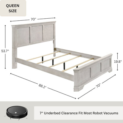 Maderne Wood Panel Bed with Dresser, Mirror, Nightstand, Queen