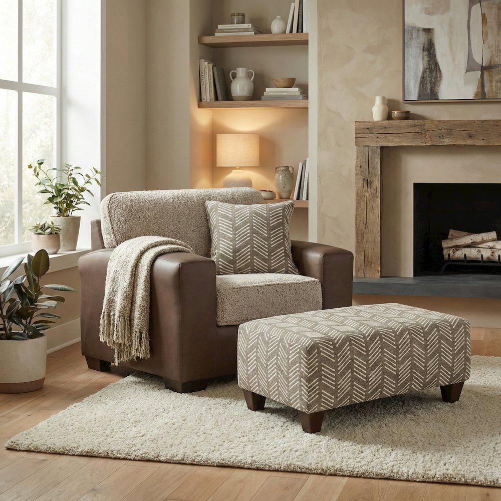 Marvella 4-Piece Living Room Set, Chocolate Faux Leather