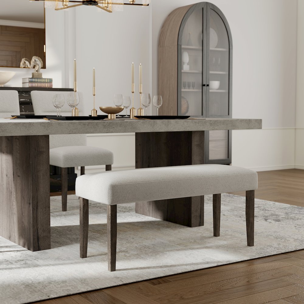 Sorlen Contemporary Upholstered Dining Bench, Gray