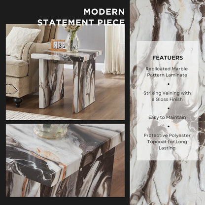 Cavira Modern Faux Marble Living Room End Table, Off-white