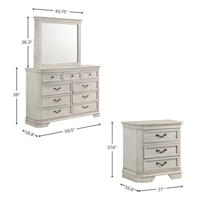 Maderne Wood Panel Bed with Dresser, Mirror, Two Nightstands, King