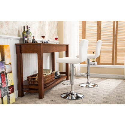 Biscc 2 Swivel Elegant PU Leather Modern Adjustable Hydraulic Bar Stools, White