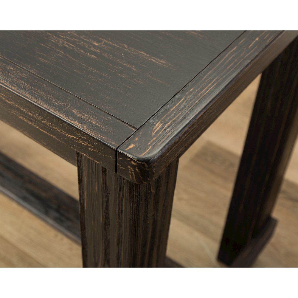 Leviton Antique Black Finished Wood 5-Pc Pub Set, Table with 4 Bar Stools, Tan