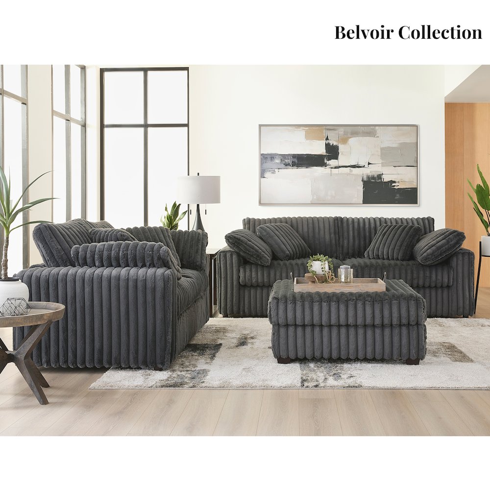 Belvoir Upholstered Stationary Loveseat, Charcoal