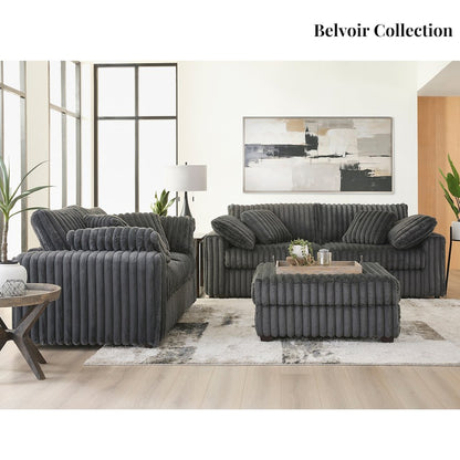 Belvoir Upholstered Stationary Loveseat, Charcoal