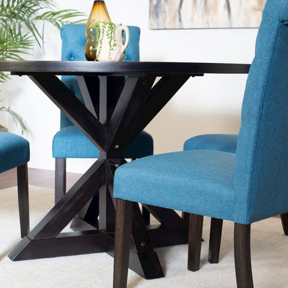 Nylander 5-Pc Dining Set, Cross-Buck Dining Table with 4 Stylish Chairs, Blue