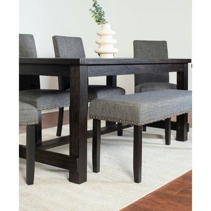 6-Piece Dining Set, Dining Table with 4 Stylish Chairs and a Bench, Gray