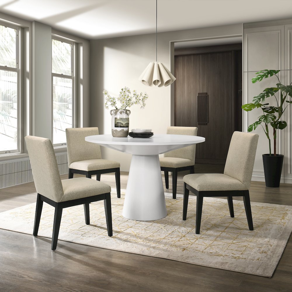 Rocco 5-Pc 48'' Pedestal Dining Set, Round Pedestal Table with 4 Chairs