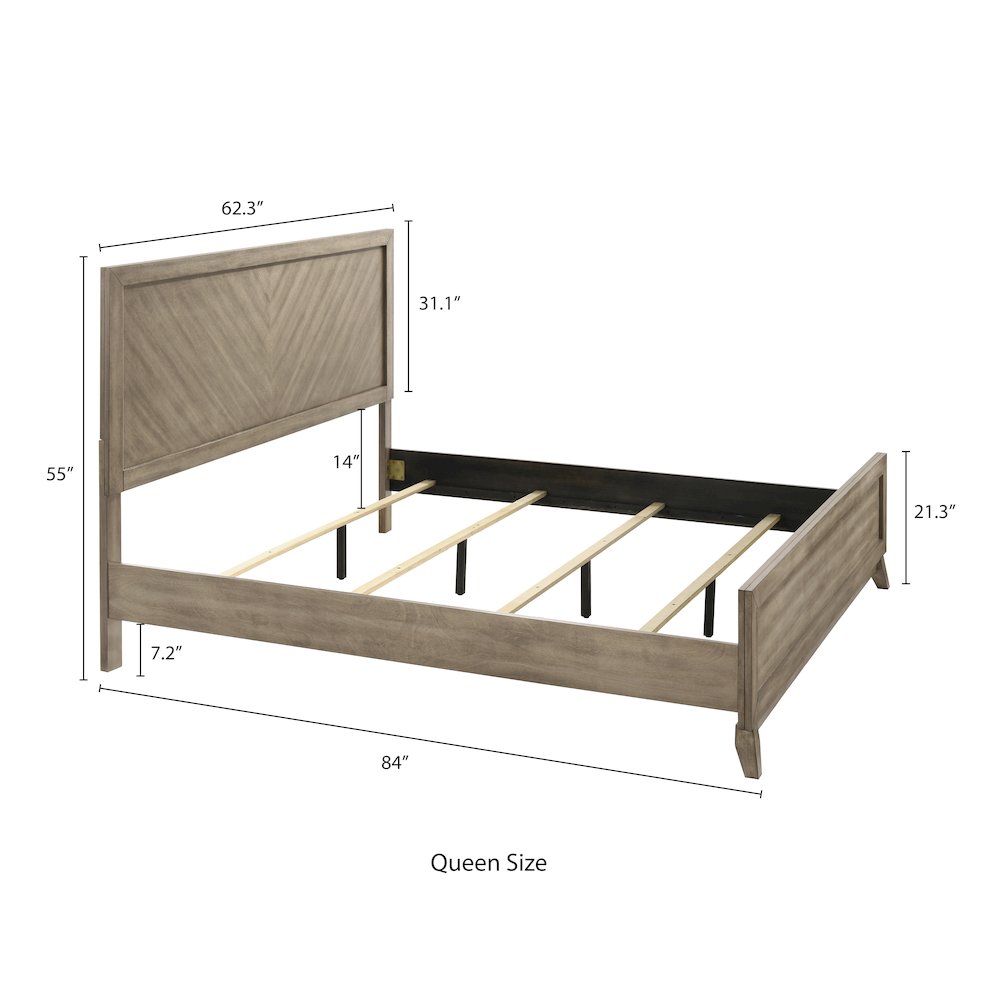 Arena Contemporary Wood Panel Queen Bed in Weathered Sand