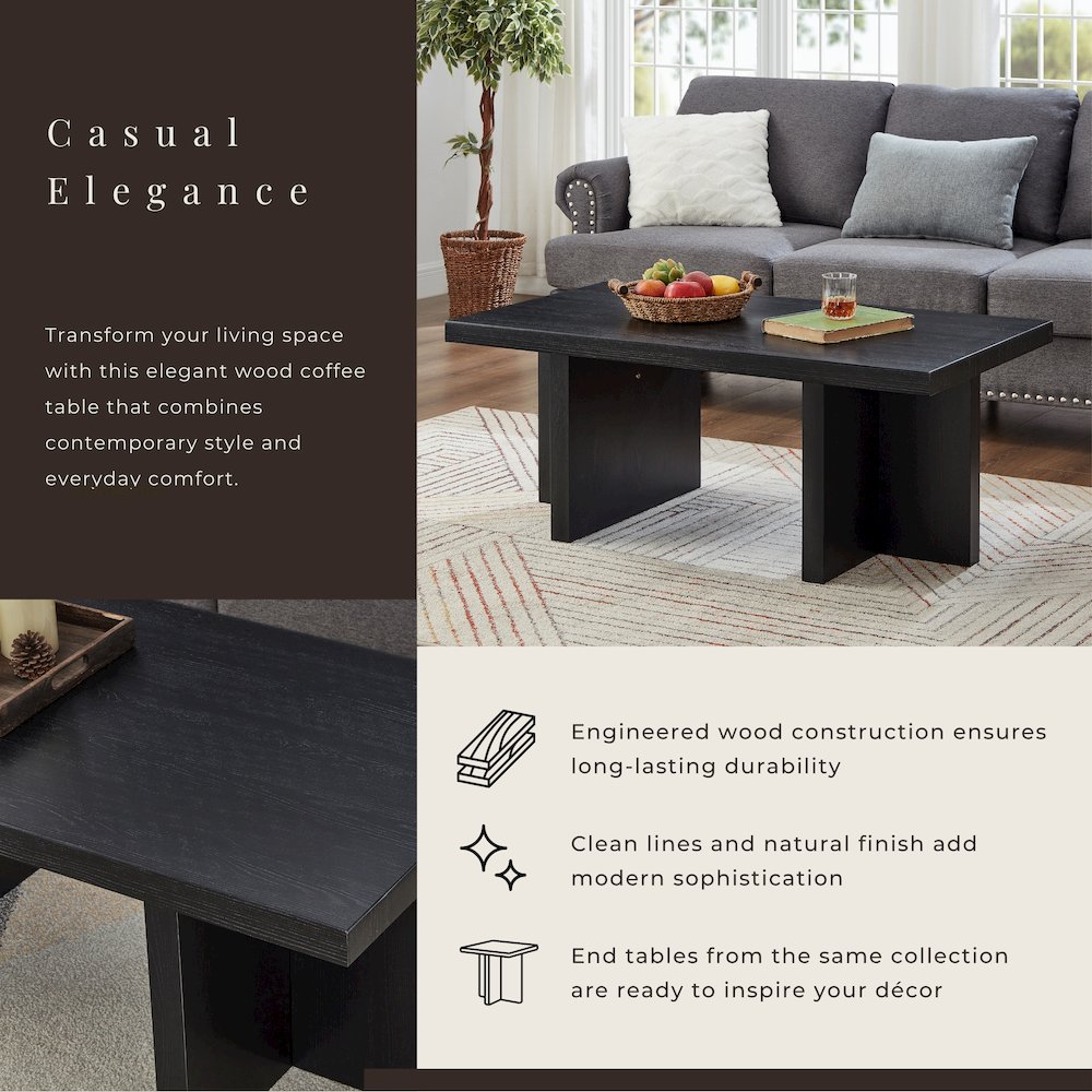 Mchome Contemporary Coffee Table, Black Finish