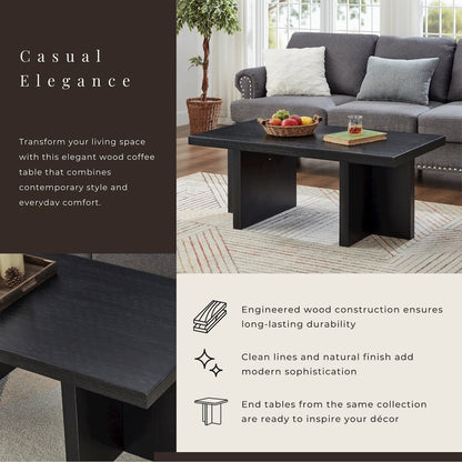 Mchome Contemporary Coffee Table, Black Finish