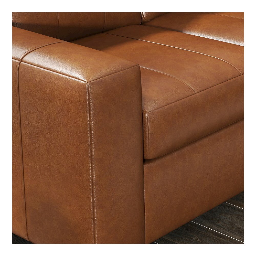 Sakan Leather Upholstered Loveseat, Caramel