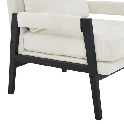 Kelly Mid-Century Modern Chenille Upholstered Accent Armchair, White