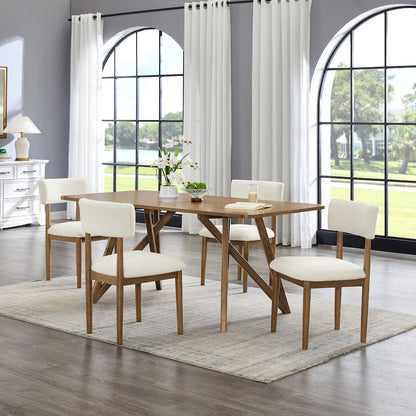 Axler 5-Piece Dining Set,Tripod-Cross DiningTable with 4Stylish Chairs,Light Oak