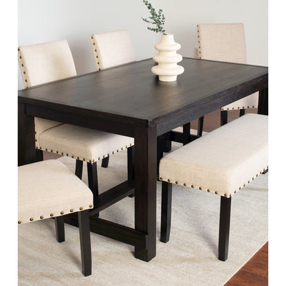 6-Piece Dining Set, Dining Table with 4 Stylish Chairs and a Bench, Tan
