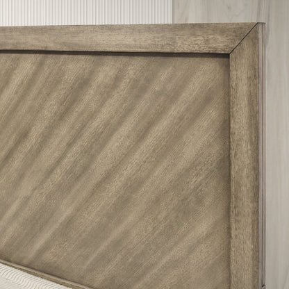 Wood Bedroom Set: Queen Bed, Dresser, Mirror, Nightstand in Weathered Sand