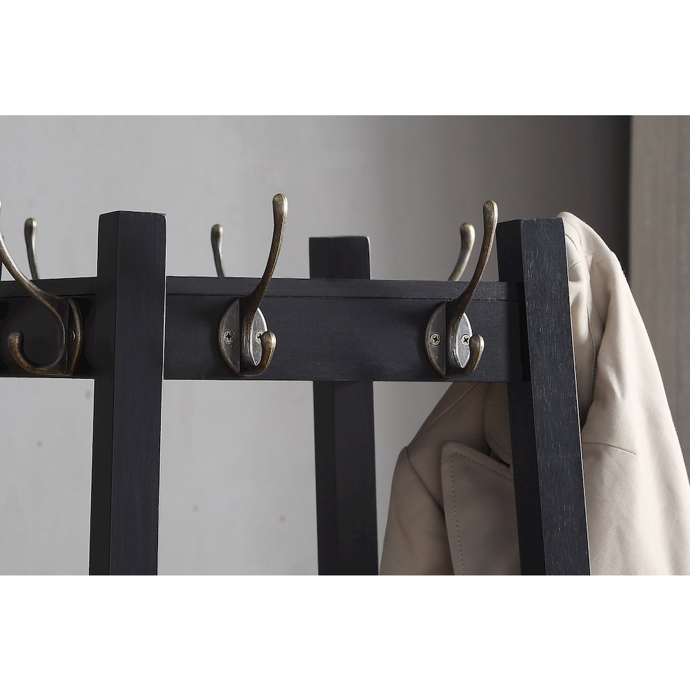 Vassen Coat Rack with 3-Tier Storage Shelves in Espresso Finish