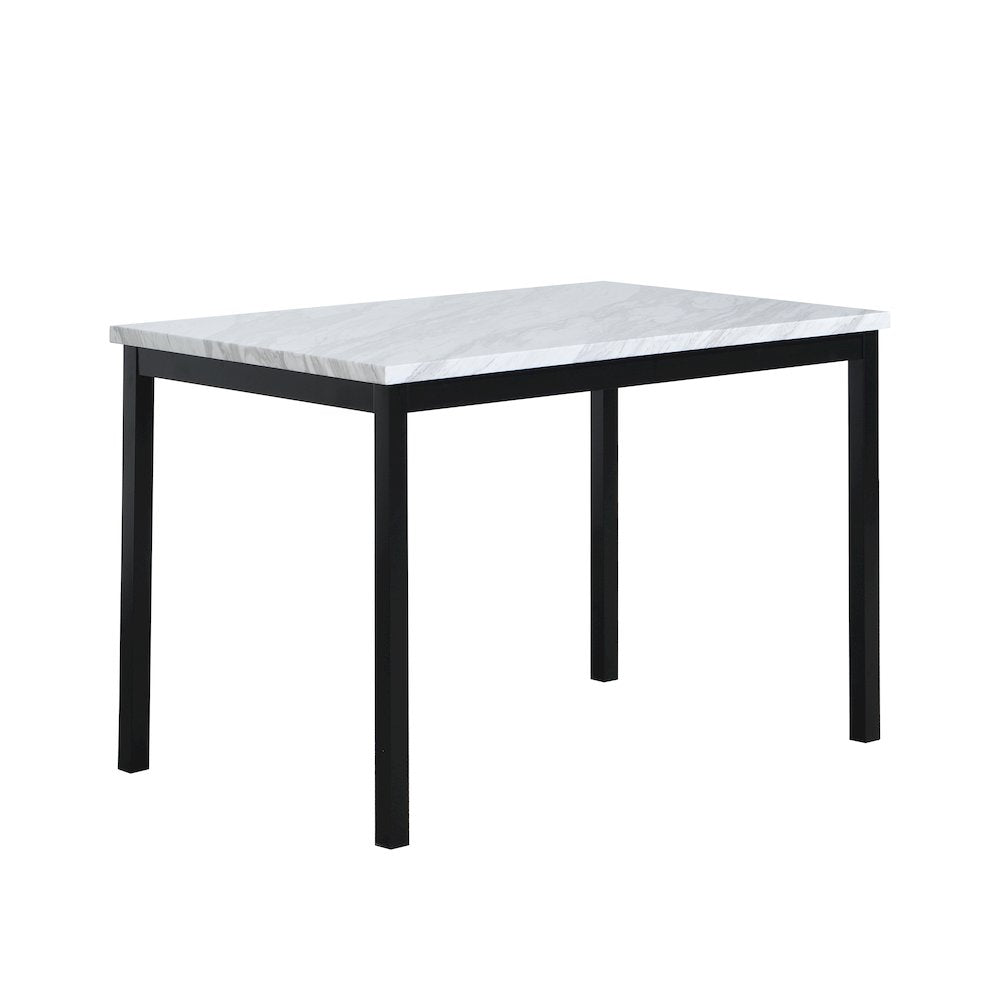 Citico 5-Pc Dinette Set with Faux Marble Top, White Table with Black Chairs