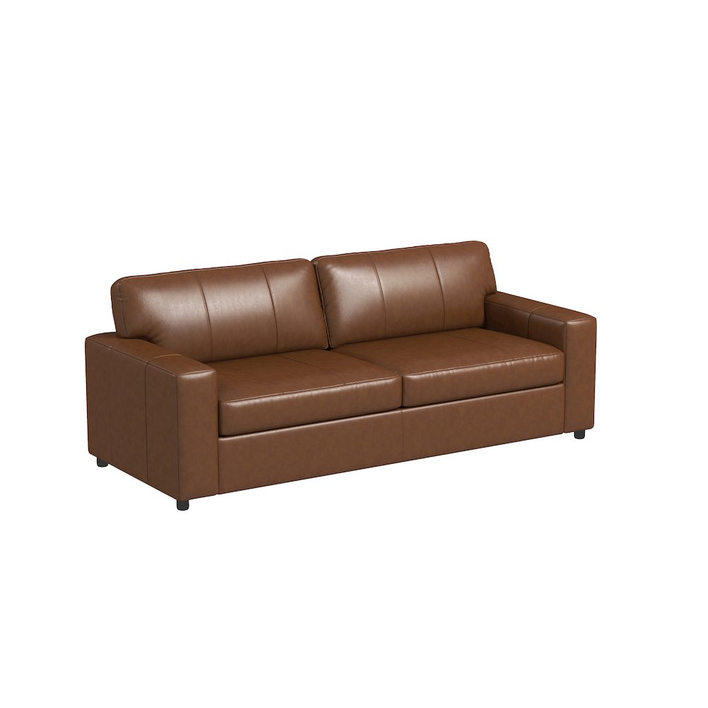 Sakan Leather Upholstered Sofa, Caramel