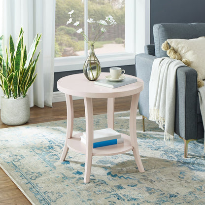 Perth Round End Table with Shelf, Pink