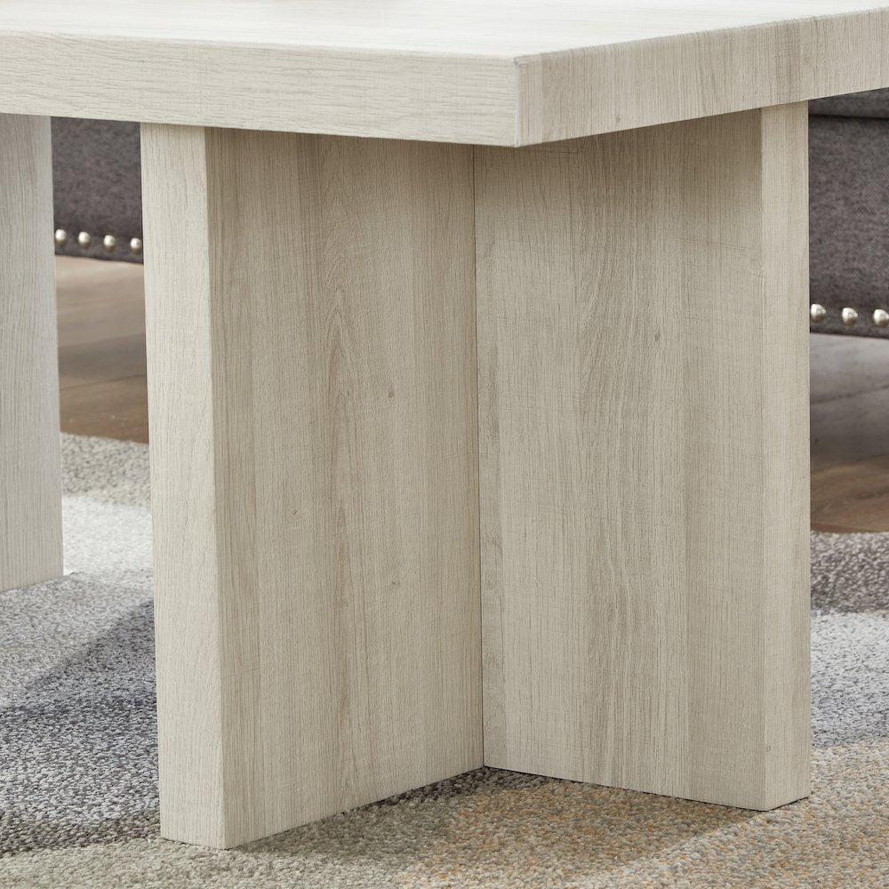 Mchome 3-Piece Coffee Table Set, Coffee Table and Two End Tables, White Finish
