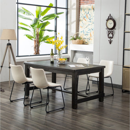 Lotusville Antique Wood Finished Dining Set: Table and Four Chairs, White