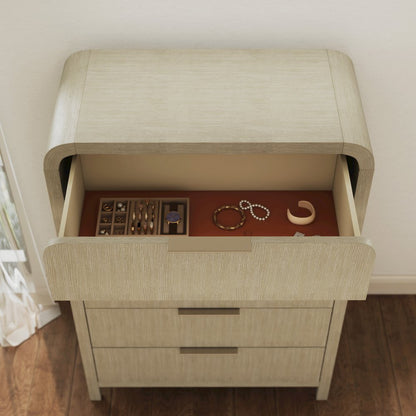 Tavari Contemporary 5-Drawer Wood Chest, Light Gray