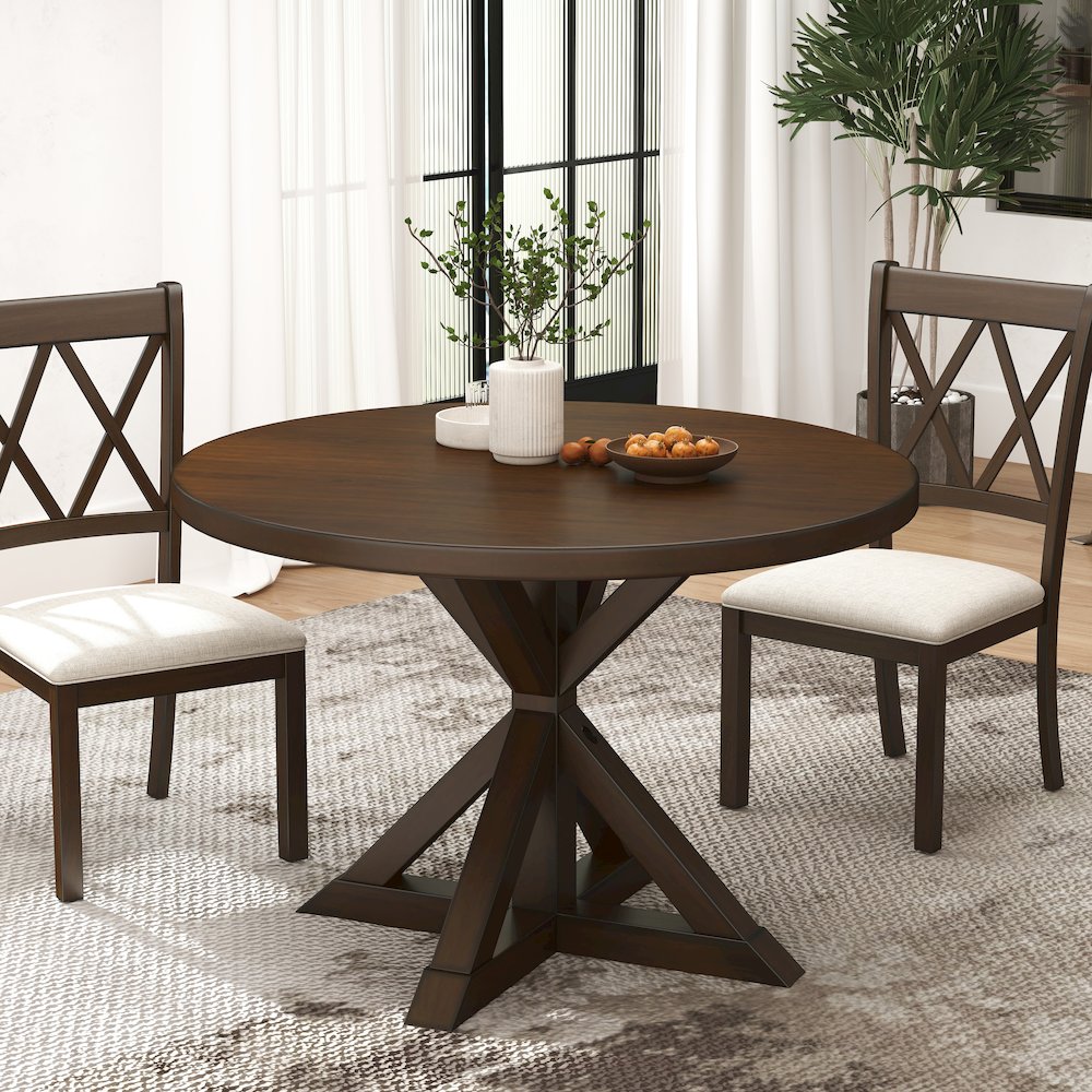 Windvale Dining Set,Cross-Buck Table with 4 Chairs
