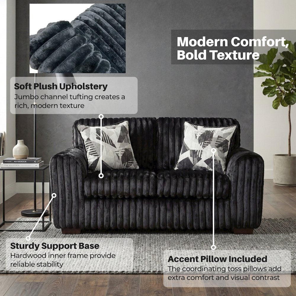 Nolan Contemporary Upholstered Chair, Lush Black