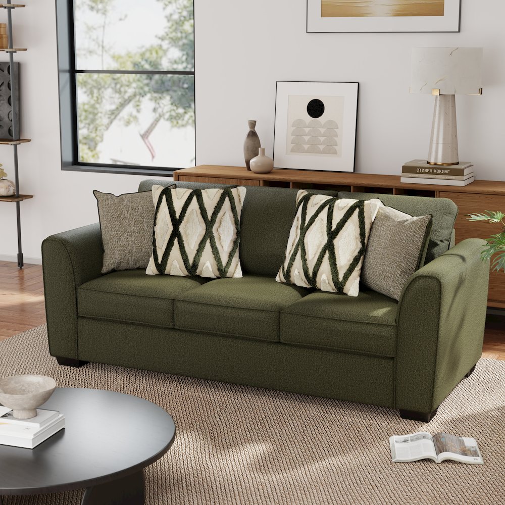 Marvella Living Room Sofa and Loveseat Set, Chenille Upholstery, Accent Pillows