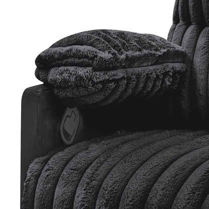 Bocaton Wide Wale Corduroy Upholstery Manual Recliner, Black